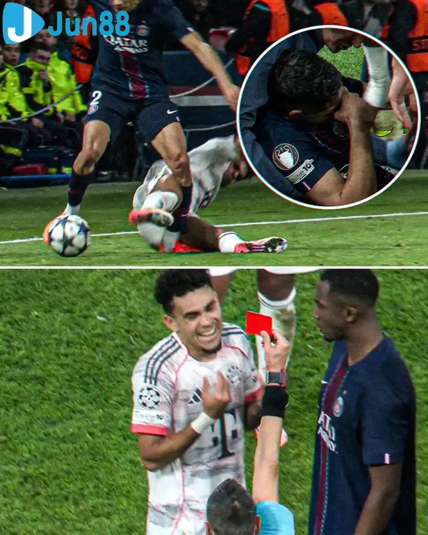 Pha bóng dẫn đến chiếc thẻ đỏ của Diaz. (Ảnh: Ligue1_ENG)